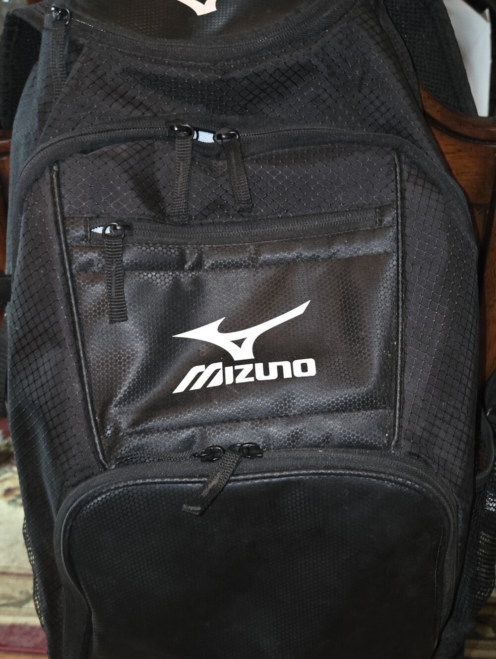 Mizuno Black Sports Backpack with White Logo